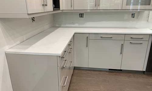 Photo from a Project Profile: Eternal Calacatta granite installation.